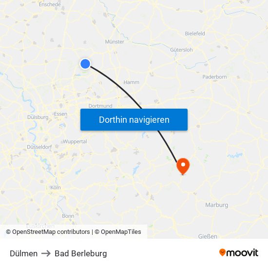Dülmen to Bad Berleburg map