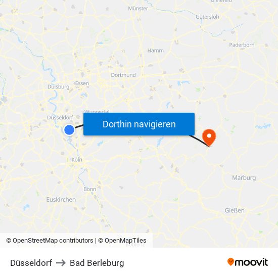 Düsseldorf to Bad Berleburg map