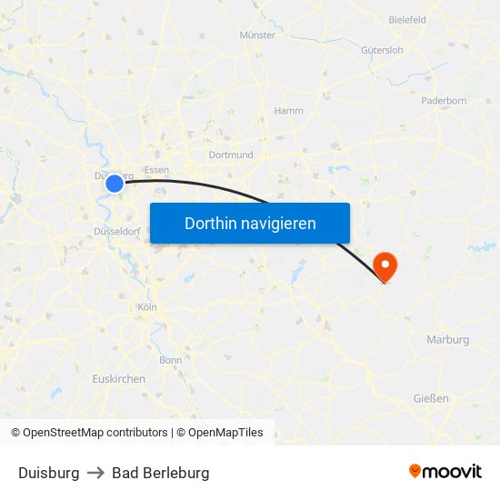 Duisburg to Bad Berleburg map