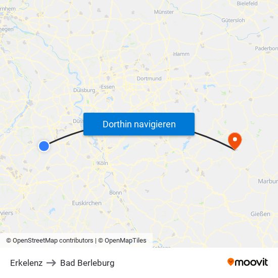 Erkelenz to Bad Berleburg map