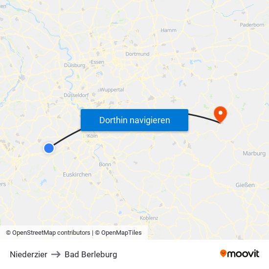 Niederzier to Bad Berleburg map