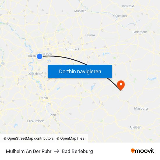 Mülheim An Der Ruhr to Bad Berleburg map