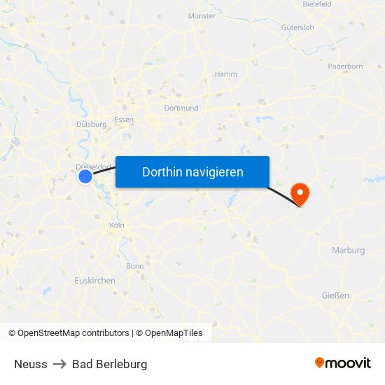 Neuss to Bad Berleburg map
