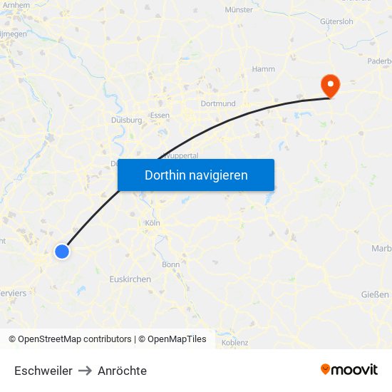Eschweiler to Anröchte map