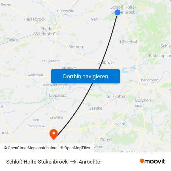 Schloß Holte-Stukenbrock to Anröchte map