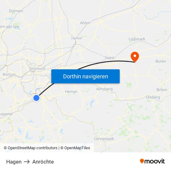 Hagen to Anröchte map