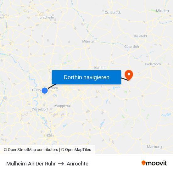 Mülheim An Der Ruhr to Anröchte map