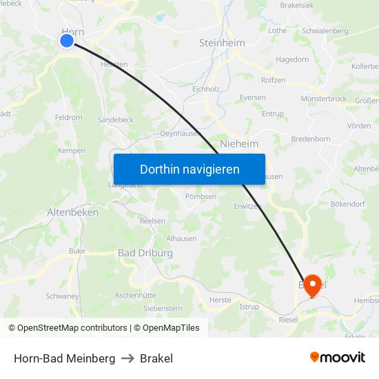 Horn-Bad Meinberg to Brakel map