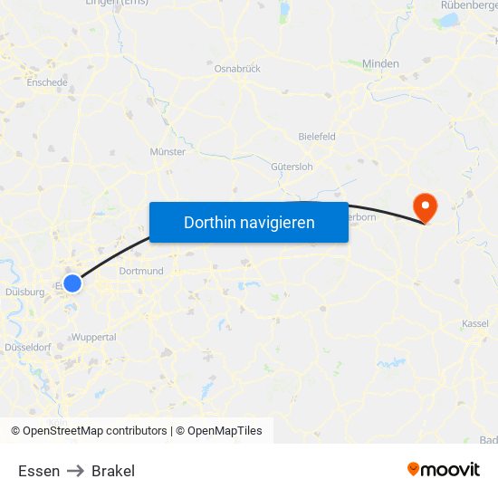 Essen to Brakel map