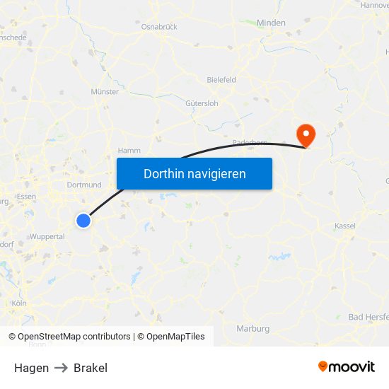 Hagen to Brakel map