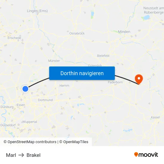 Marl to Brakel map