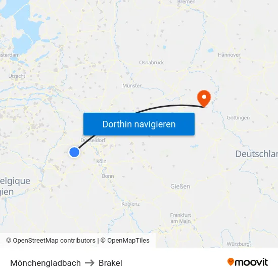 Mönchengladbach to Brakel map