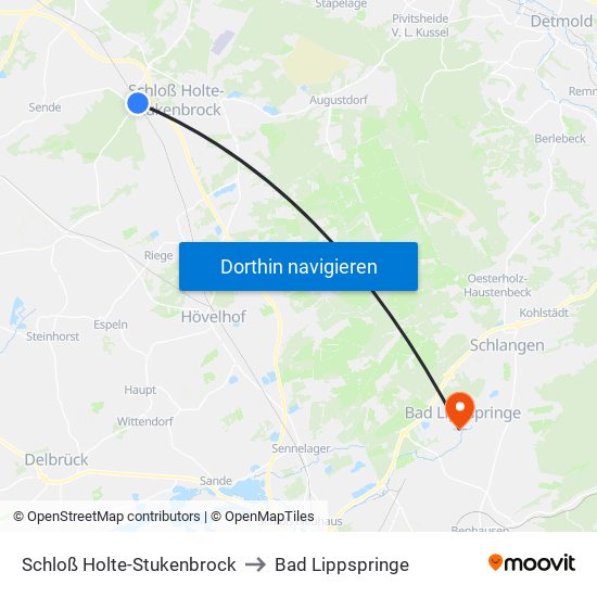 Schloß Holte-Stukenbrock to Bad Lippspringe map