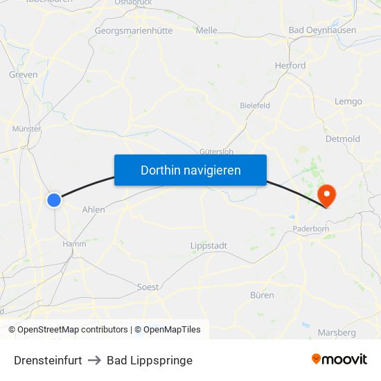 Drensteinfurt to Bad Lippspringe map