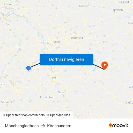 Mönchengladbach to Kirchhundem map