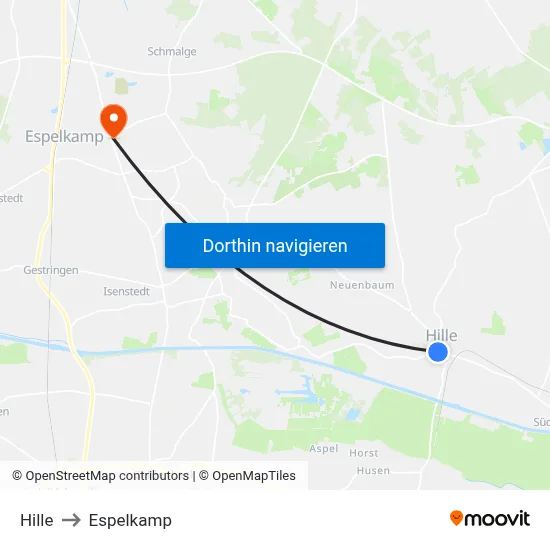 Hille to Espelkamp map