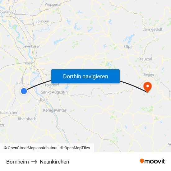 Bornheim to Neunkirchen map