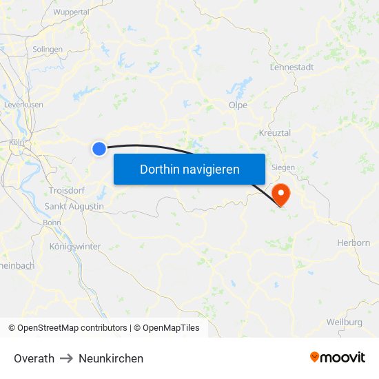 Overath to Neunkirchen map
