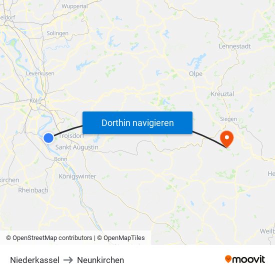 Niederkassel to Neunkirchen map