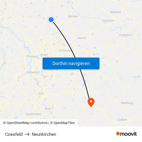 Coesfeld to Neunkirchen map