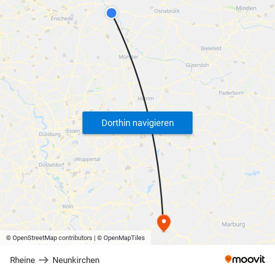Rheine to Neunkirchen map
