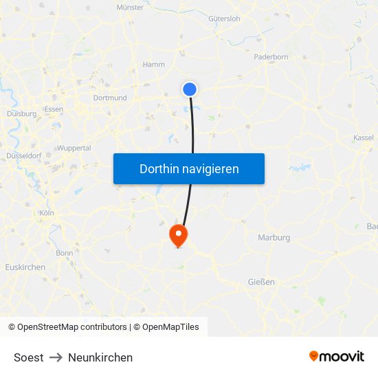 Soest to Neunkirchen map