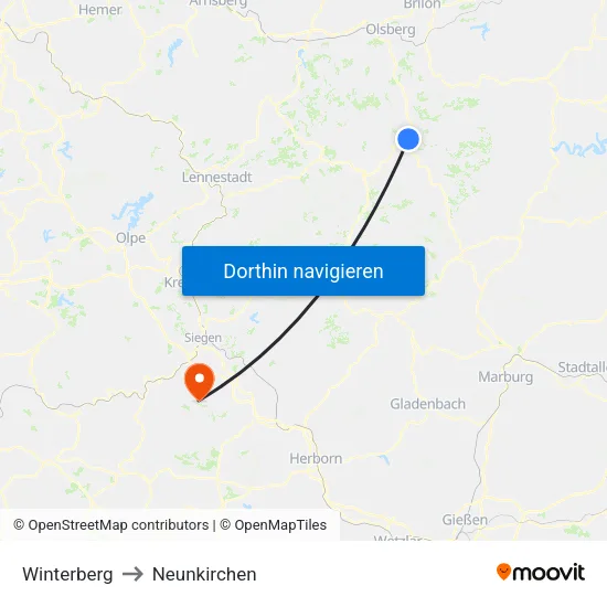 Winterberg to Neunkirchen map