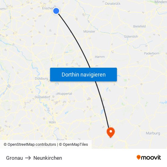 Gronau to Neunkirchen map