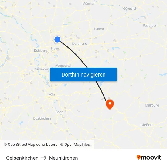 Gelsenkirchen to Neunkirchen map