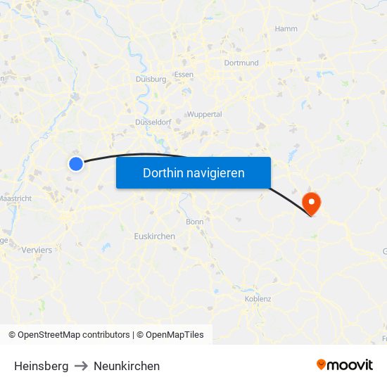 Heinsberg to Neunkirchen map