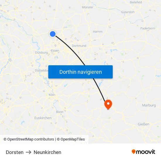 Dorsten to Neunkirchen map