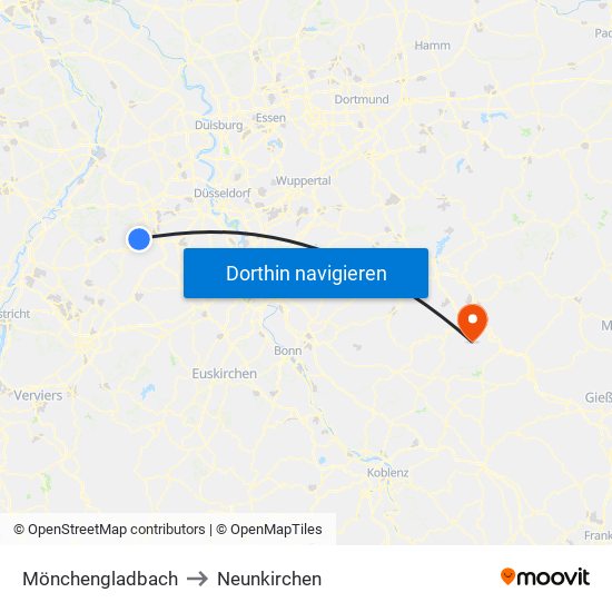 Mönchengladbach to Neunkirchen map