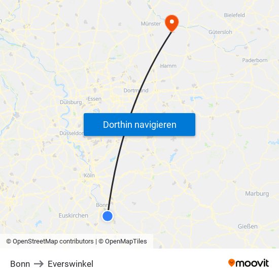 Bonn to Everswinkel map