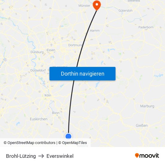 Brohl-Lützing to Everswinkel map
