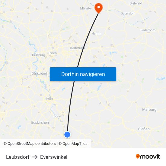 Leubsdorf to Everswinkel map