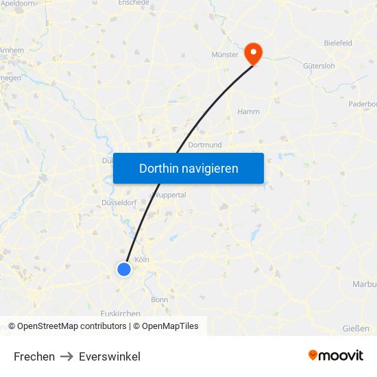 Frechen to Everswinkel map