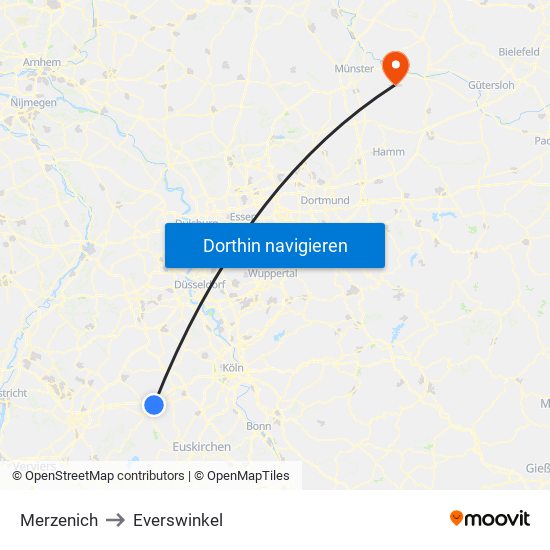 Merzenich to Everswinkel map