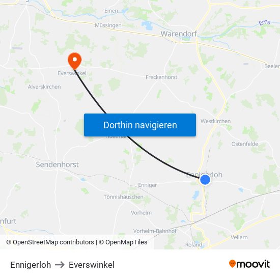 Ennigerloh to Everswinkel map