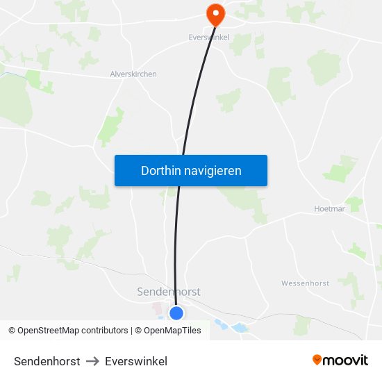 Sendenhorst to Everswinkel map