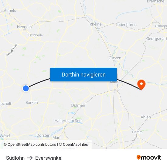 Südlohn to Everswinkel map