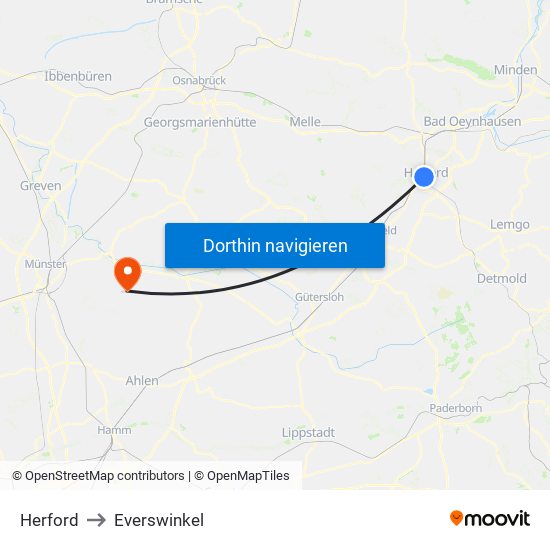 Herford to Everswinkel map