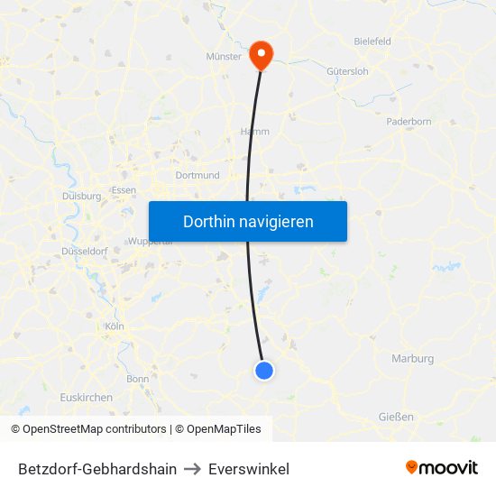 Betzdorf-Gebhardshain to Everswinkel map