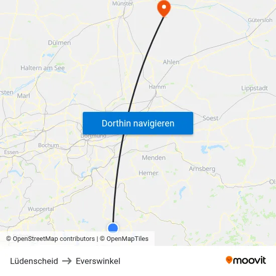 Lüdenscheid to Everswinkel map
