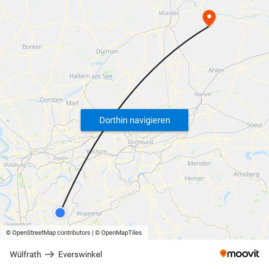 Wülfrath to Everswinkel map