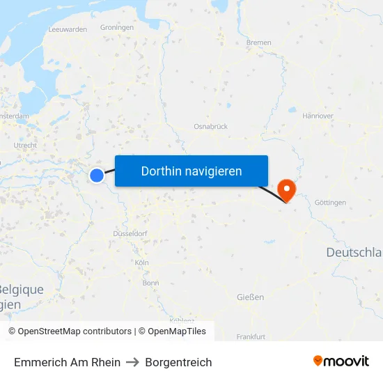 Emmerich Am Rhein to Borgentreich map