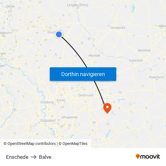 Enschede to Balve map