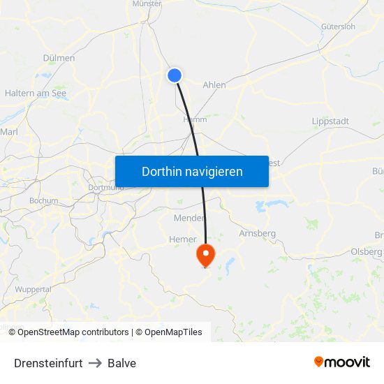 Drensteinfurt to Balve map