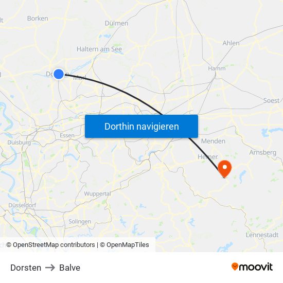 Dorsten to Balve map