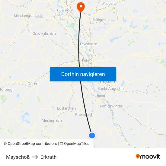 Mayschoß to Erkrath map