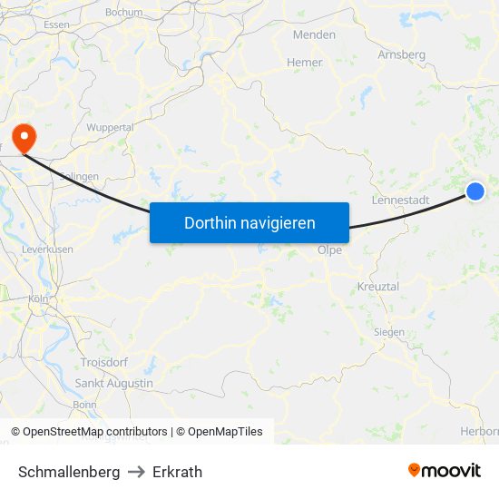 Schmallenberg to Erkrath map